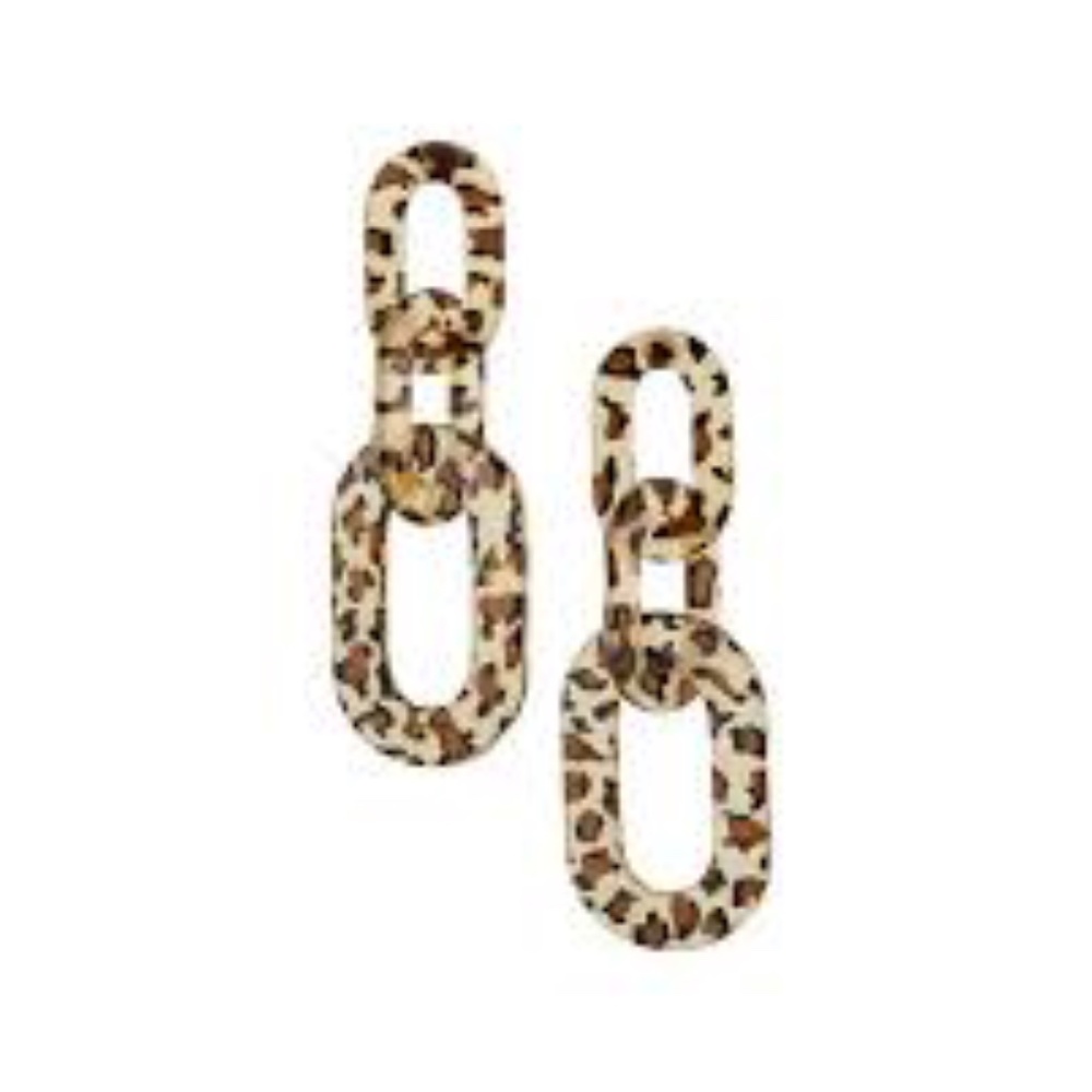 NATASHA Earrings Leopard Lucite Link Post